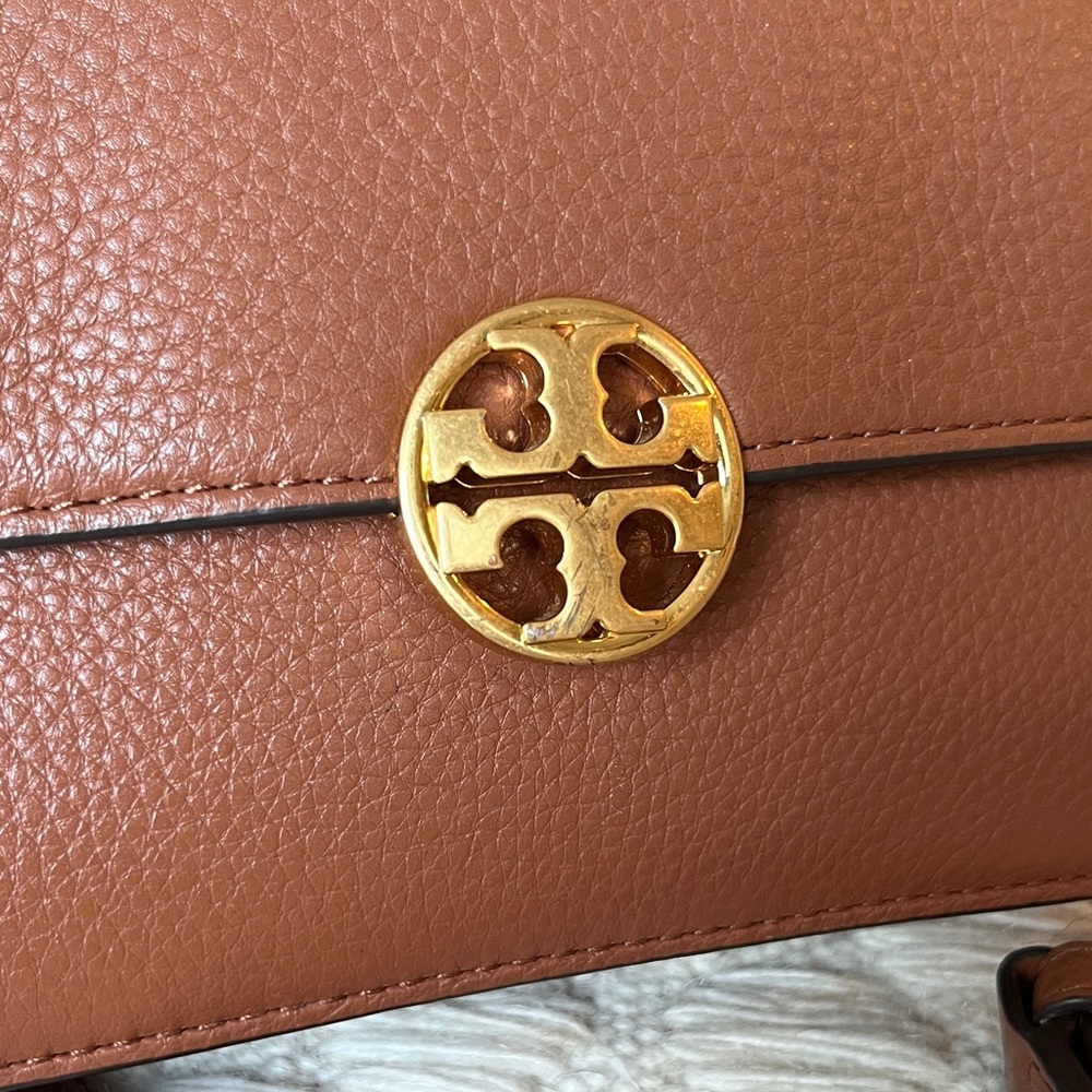Tory Burch Chelsea Convertible Shoulder Crossbody Tan Brown Leather Bag - Picture 8 of 11